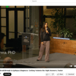 Sri delivering a Lightning Talk at the BrainMind Science Collective in March 2025.