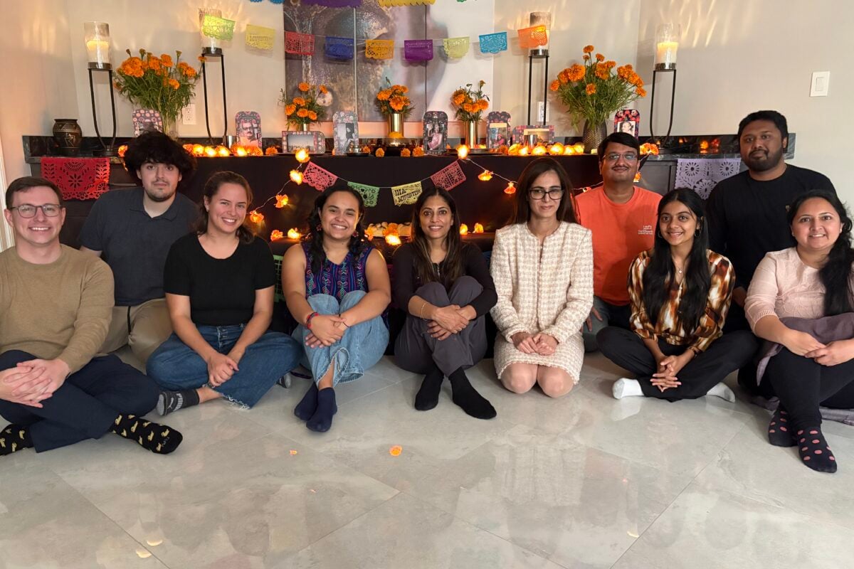 Sarma lab gathers to celebrate Dia de los Muertos.