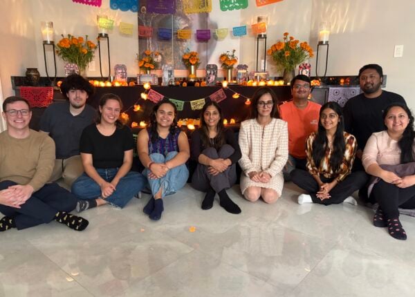 Sarma lab gathers to celebrate Dia de los Muertos.