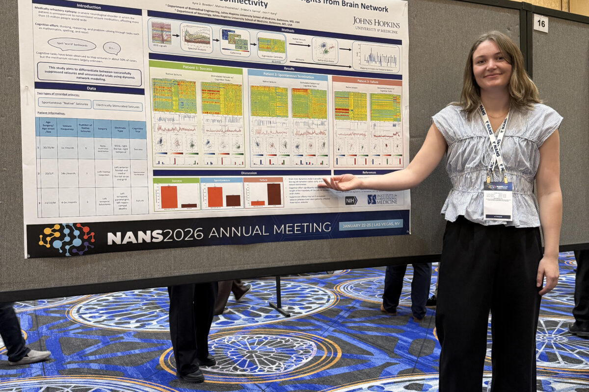 Kyra Bowden and her poster at NANS2026 meeting
